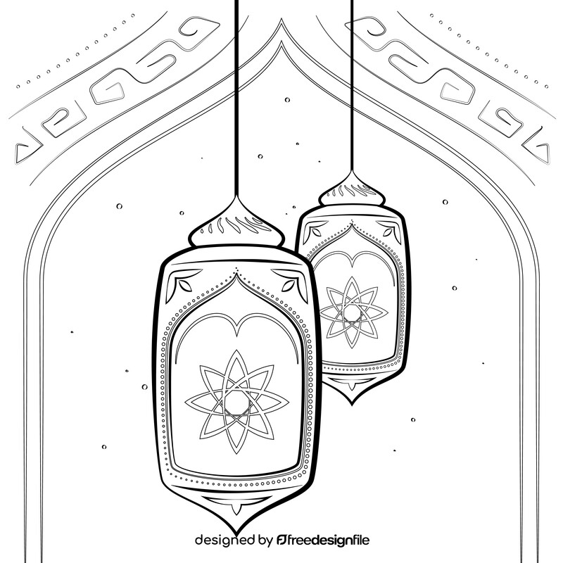 Lanterns black and white vector