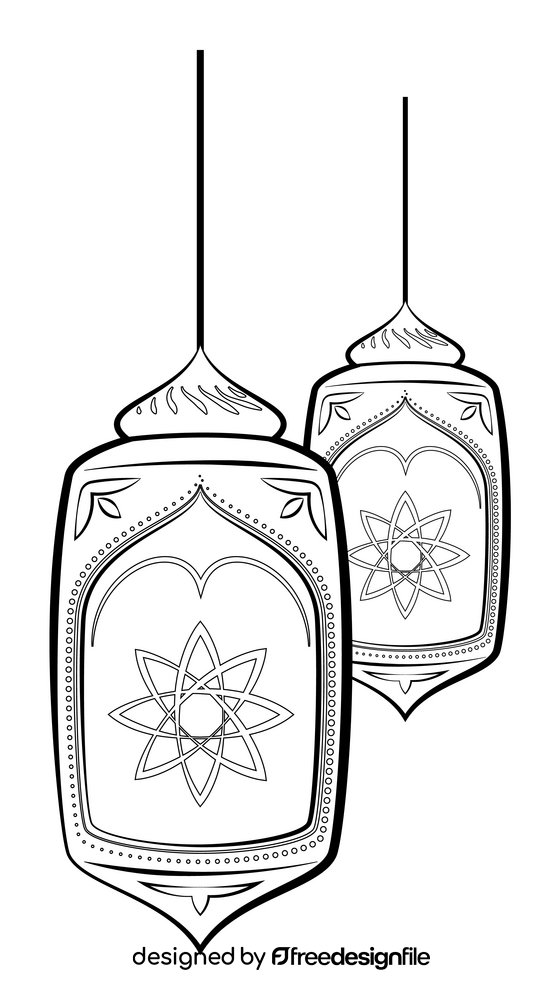 Lanterns drawing black and white clipart