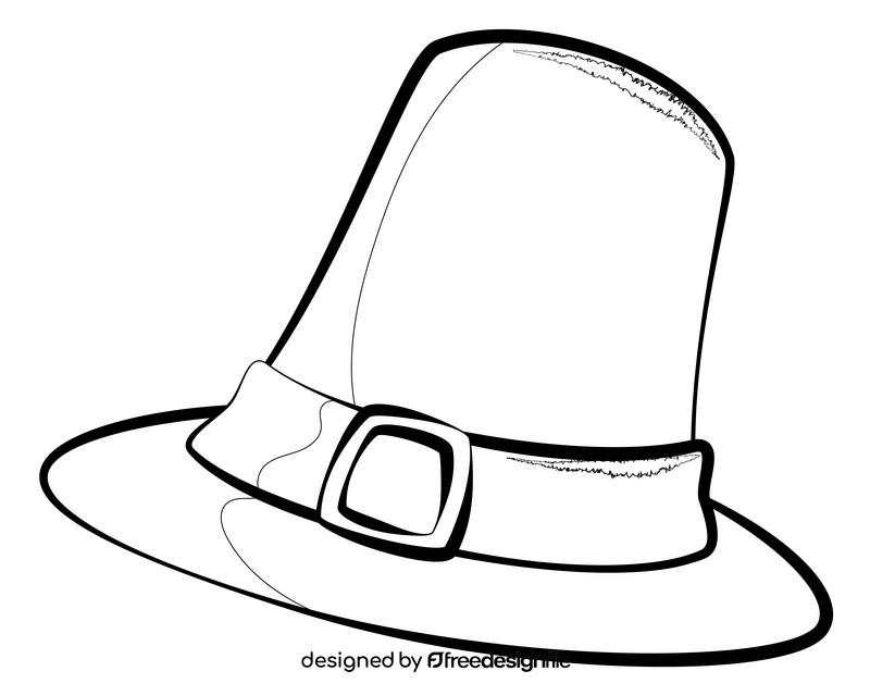 Pilgrim hat drawing black and white clipart