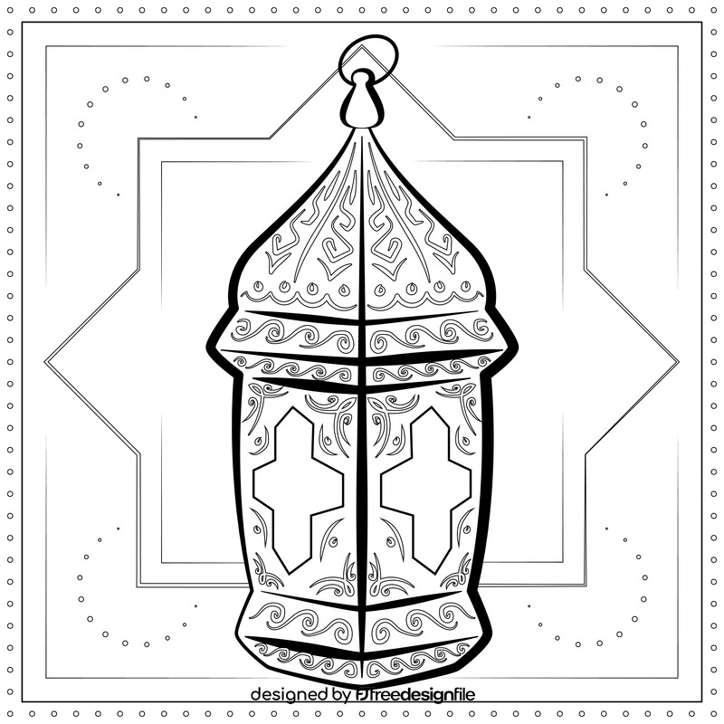 Ramadan lantern black and white vector