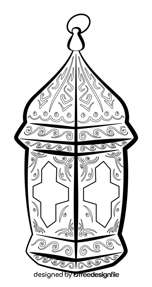 Ramadan lantern drawing black and white clipart