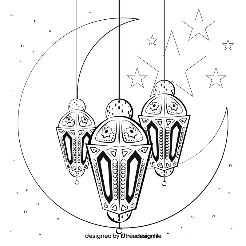 Islamic lanterns black and white vector