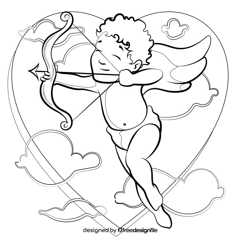 Valentines Day Cupid black and white vector