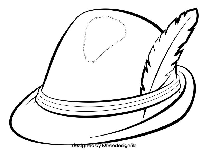 Oktoberfest alpine hat drawing black and white clipart