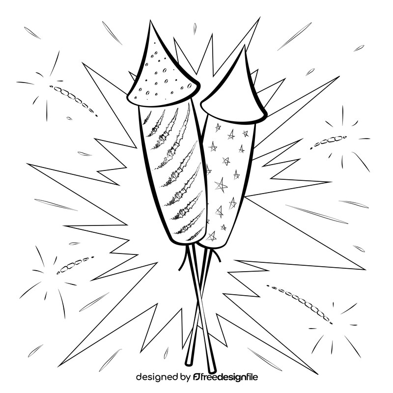 Independence day fireworks black and white vector