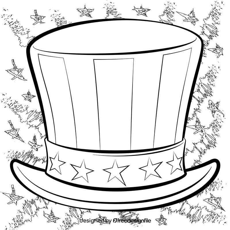 Uncle Sam hat black and white vector