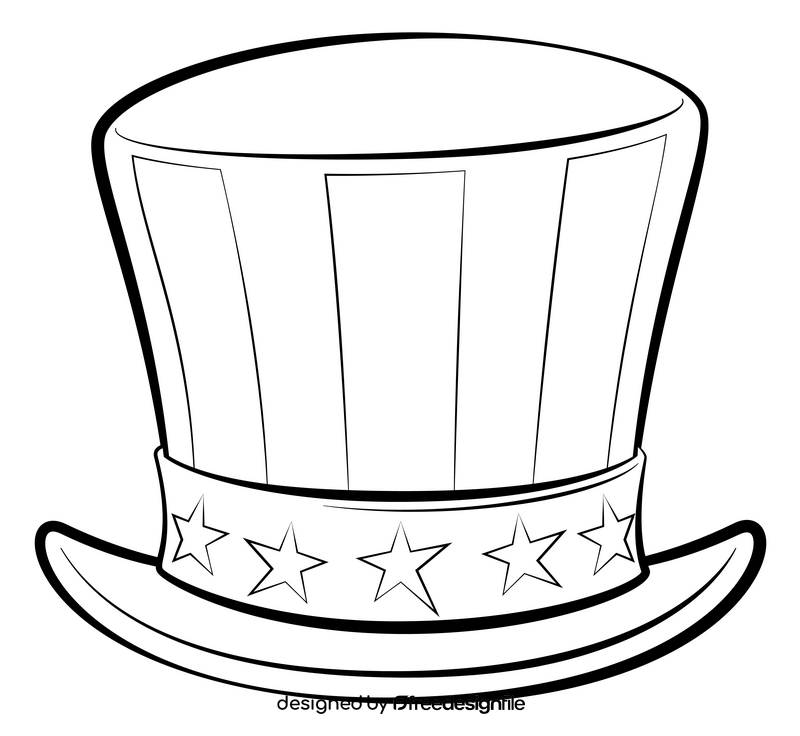 Uncle Sam hat drawing black and white clipart