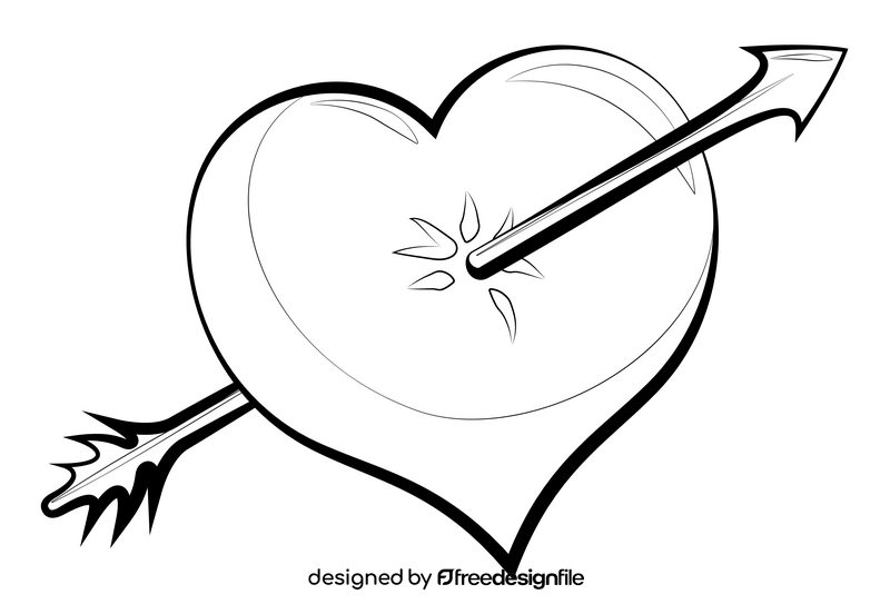 Valentines Day heart drawing black and white clipart