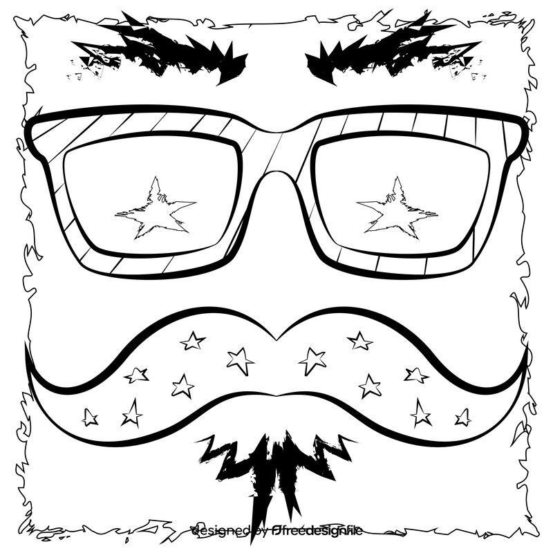 Mustache glasses 4th july black and white vector