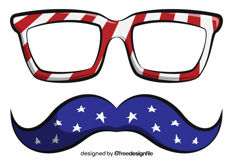 Mustache glasses 4th july clipart