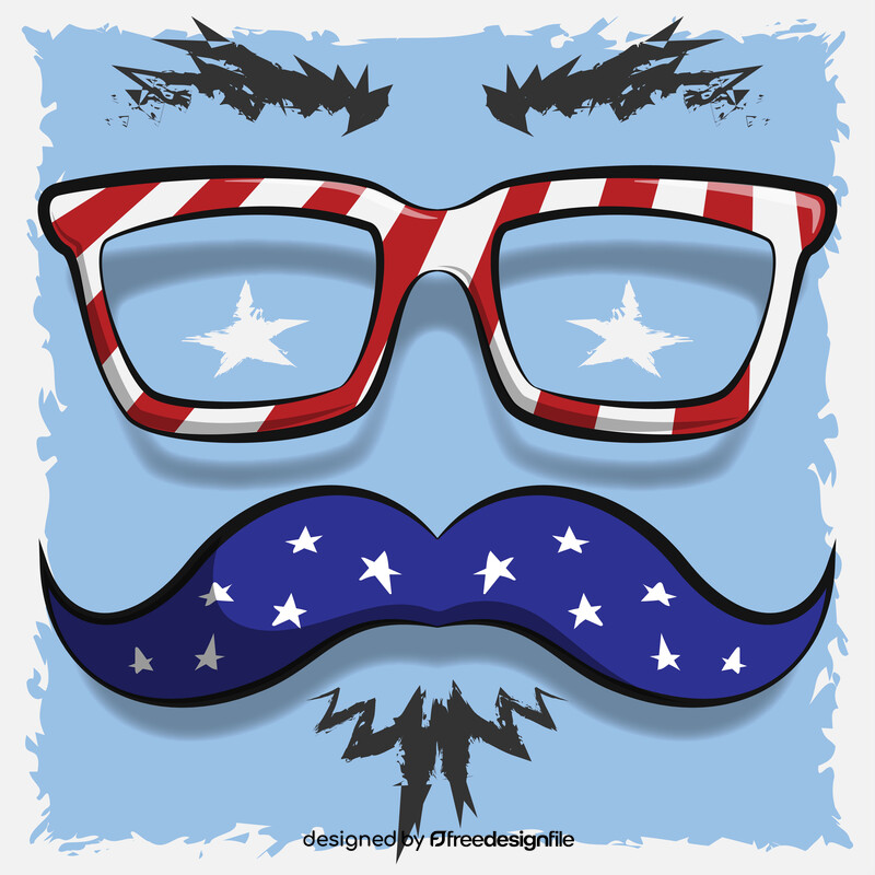 Mustache glasses 4th july vector