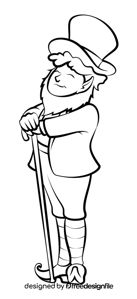 Leprechaun drawing black and white clipart