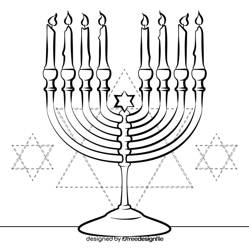 Hanukkah menorah black and white vector