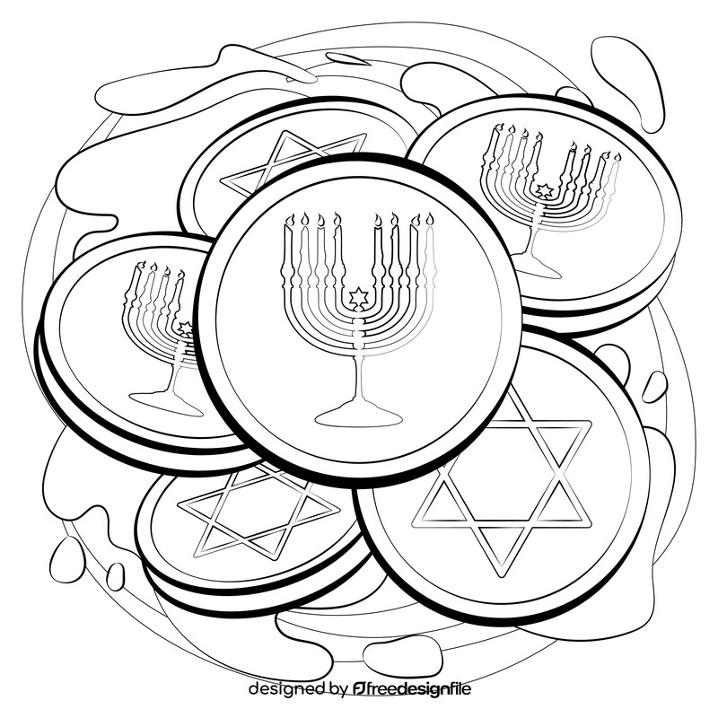 Hanukkah gelt black and white vector