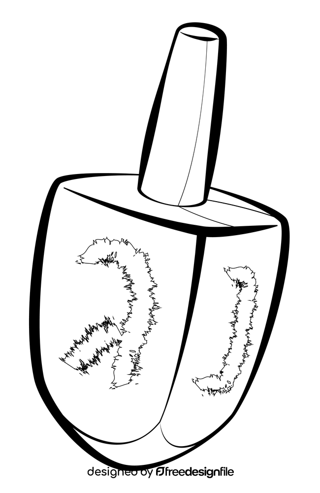 Dreidel drawing black and white clipart