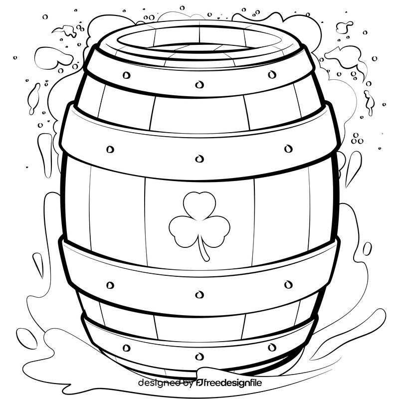 Beer barrel, keg, irish beer, st patricks day black and white vector