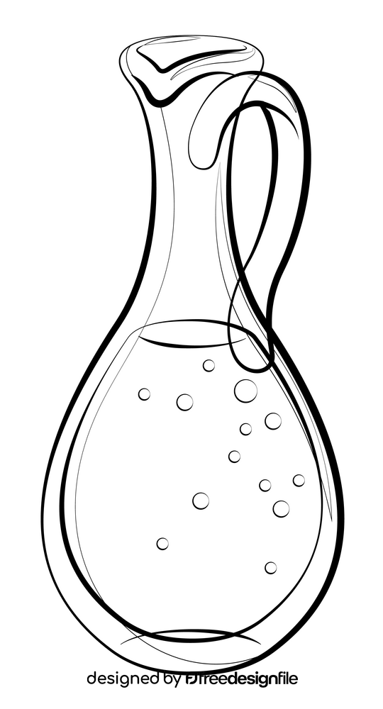 Hanukkah jug of oil drawing black and white clipart