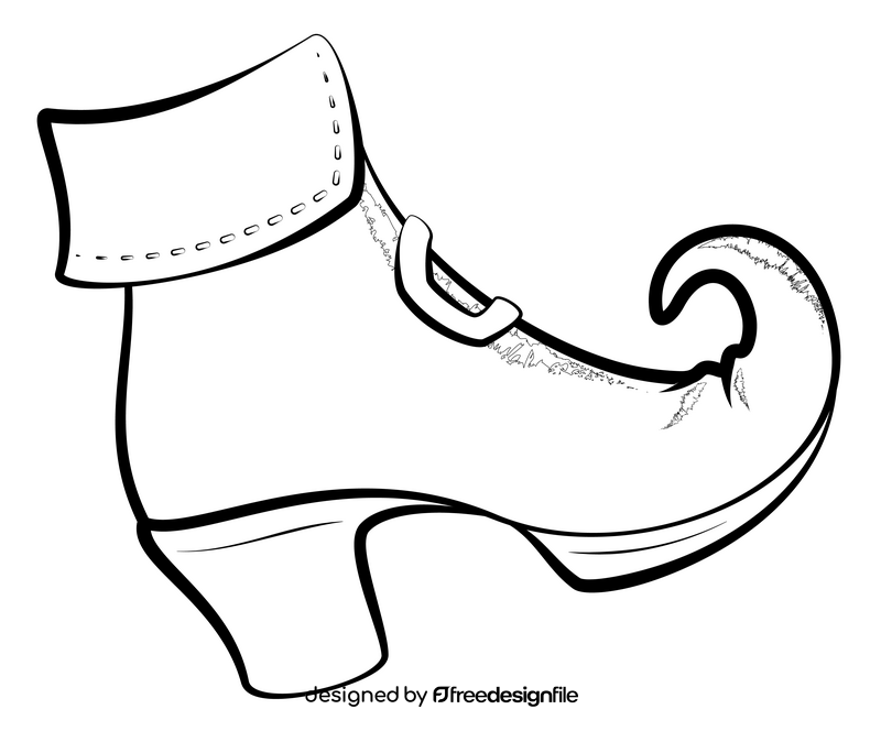Leprechaun shoe drawing black and white clipart