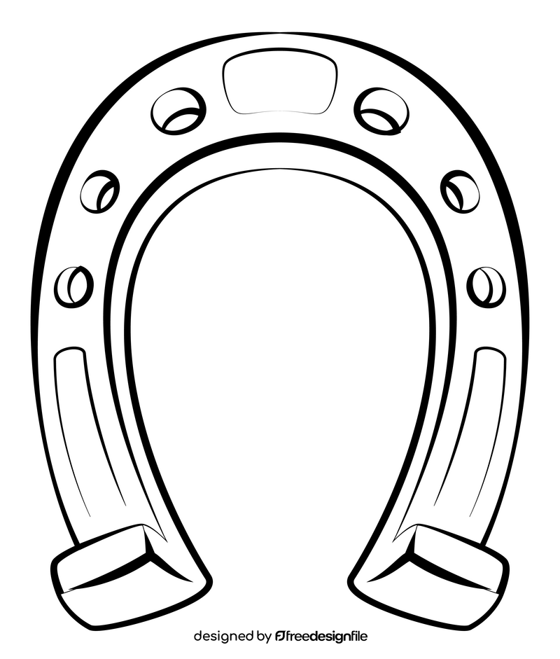 Lucky horseshoe drawing black and white clipart