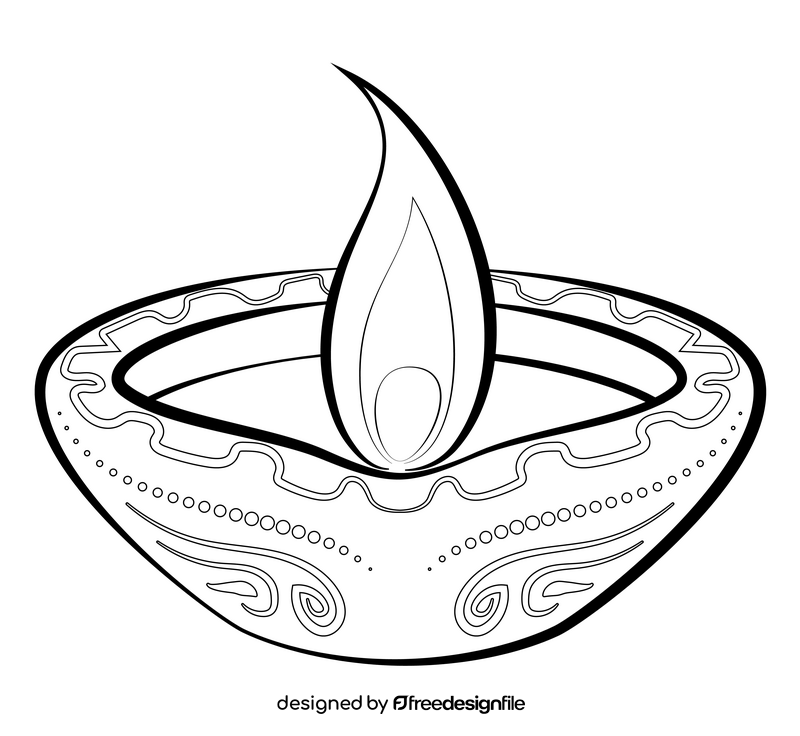 Oil lamp drawing black and white clipart