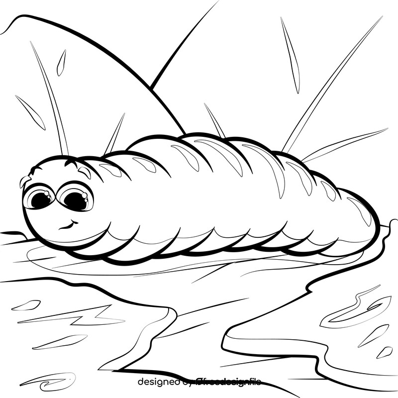 Maggot cartoon black and white vector