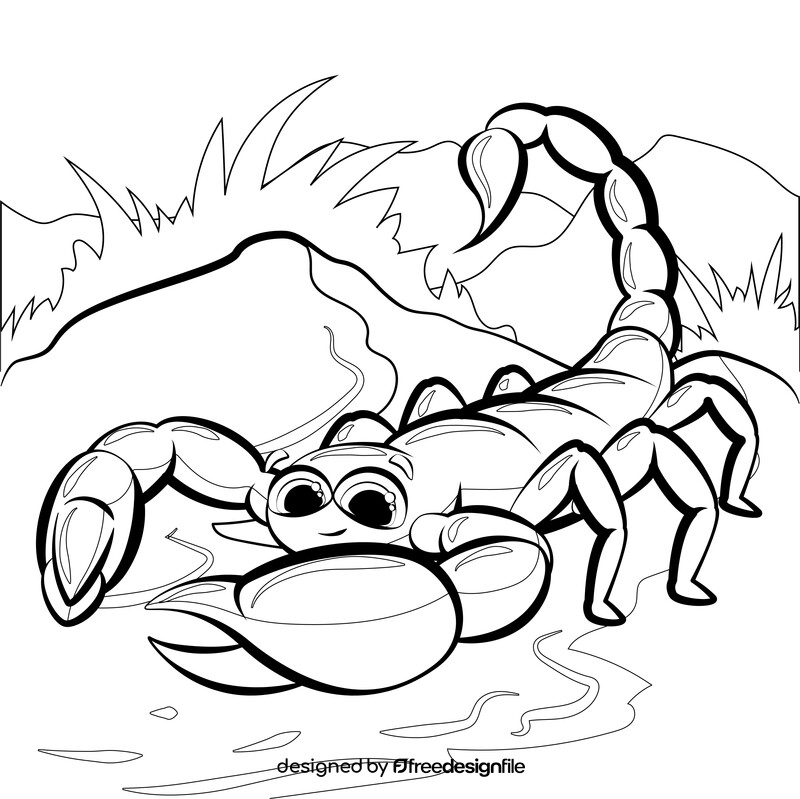 Scorpion cartoon black and white vector