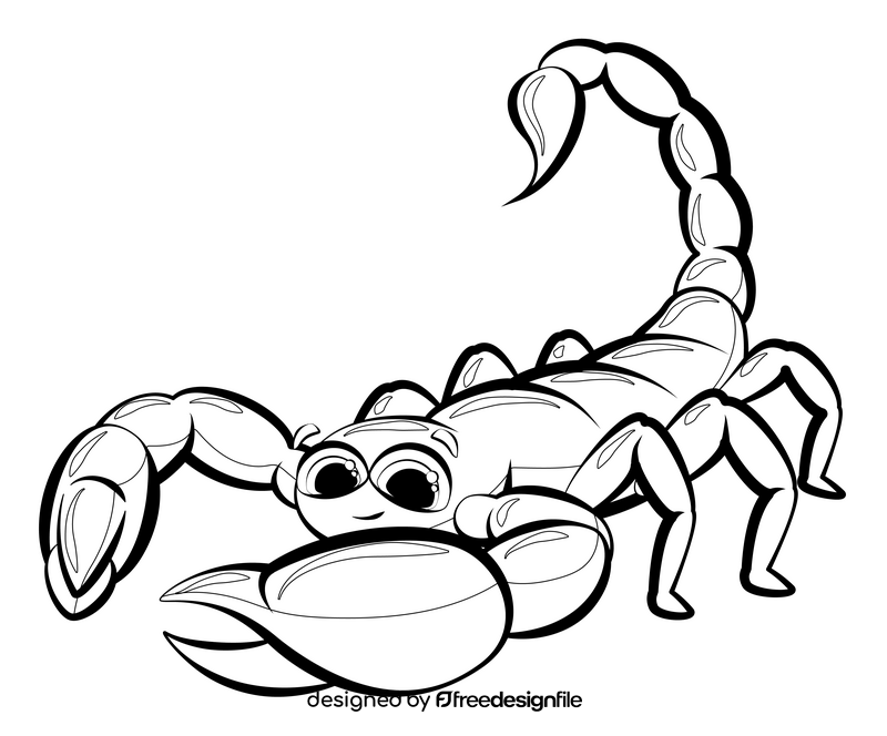 Scorpion cartoon drawing black and white clipart