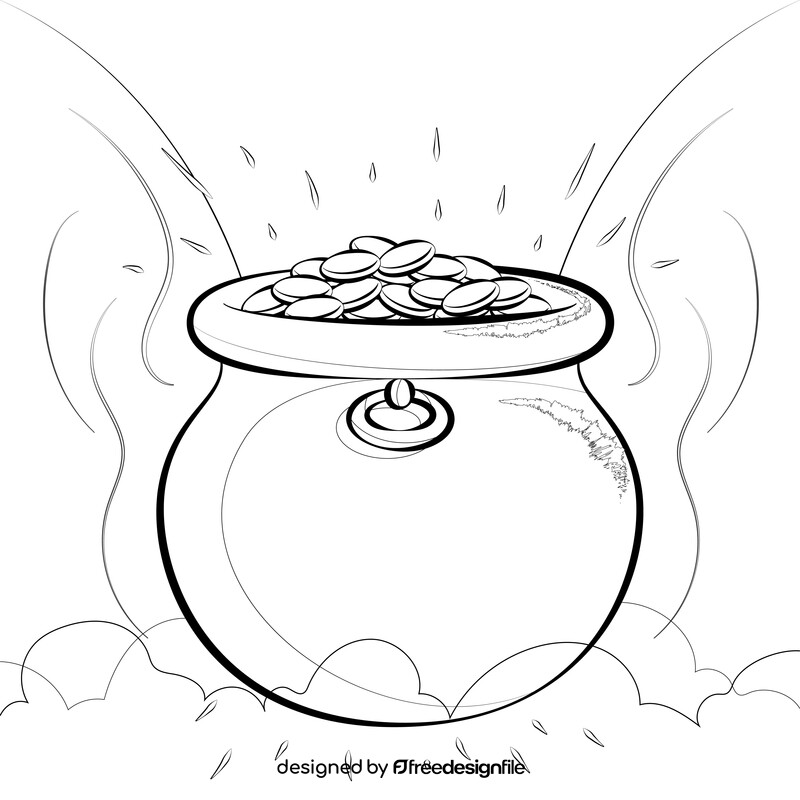 Pot of gold black and white vector