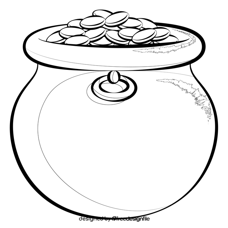 Pot of gold drawing black and white clipart