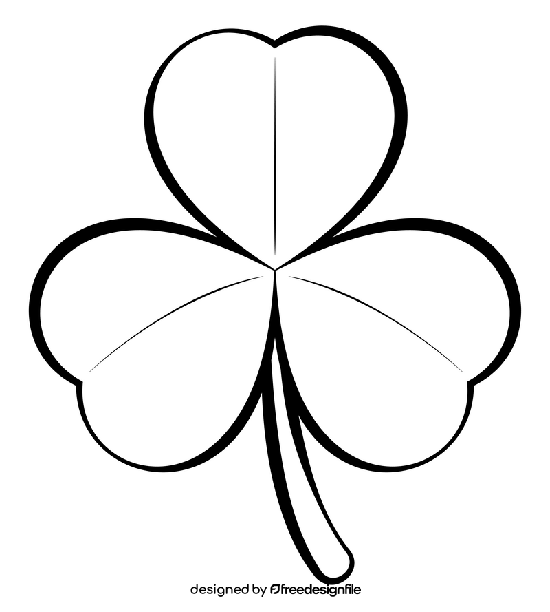 Shamrock drawing black and white clipart