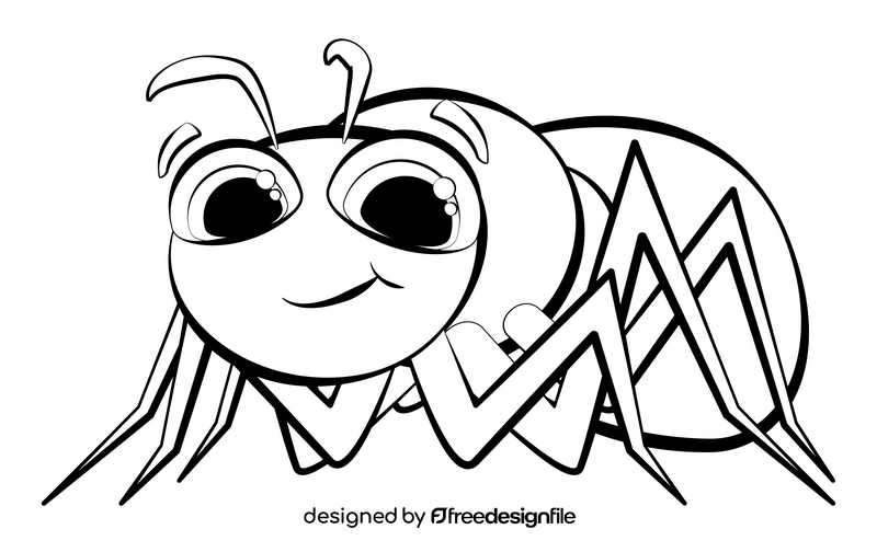 Ant cartoon drawing black and white clipart