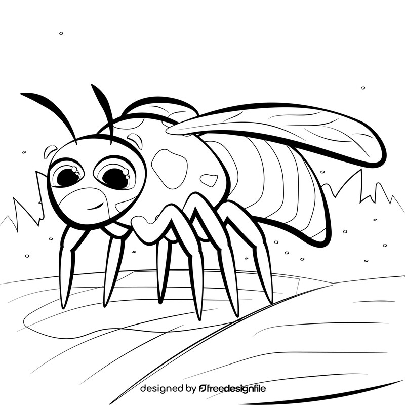 Wasp cartoon black and white vector