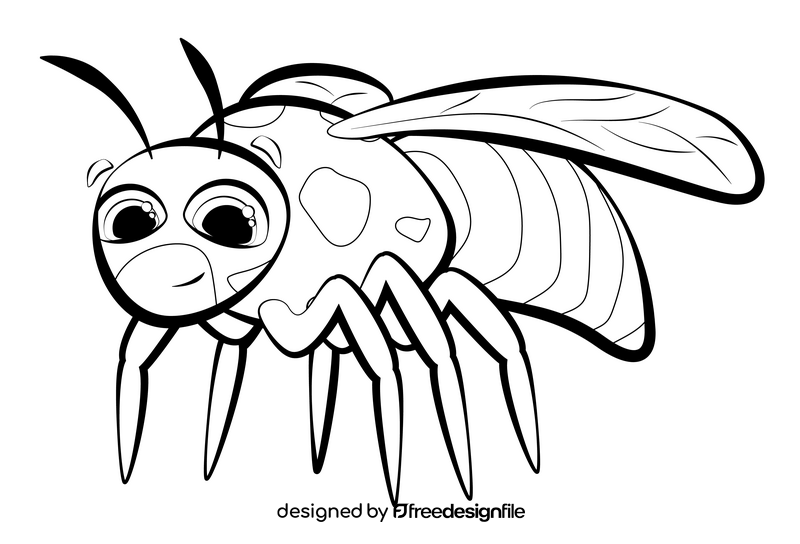 Wasp cartoon drawing black and white clipart