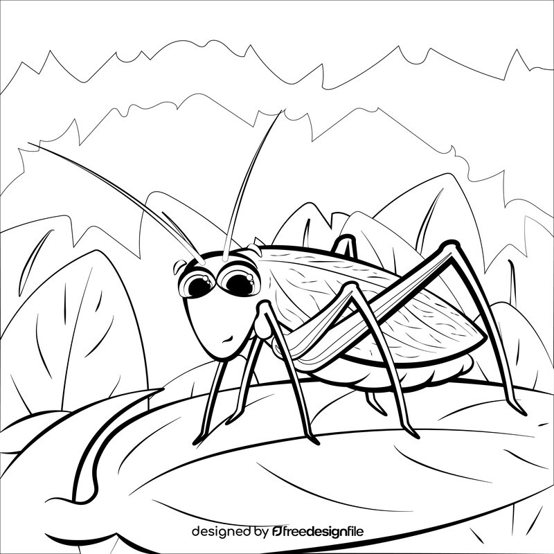 Katydid cartoon black and white vector free download