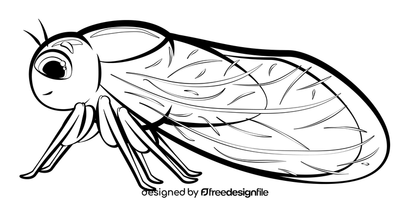 Cicada cartoon drawing black and white clipart