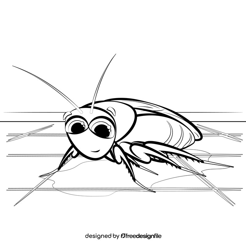 Cockroach cartoon black and white vector