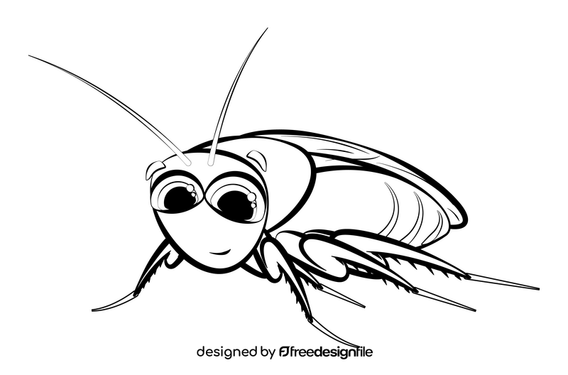 Cockroach cartoon drawing black and white clipart
