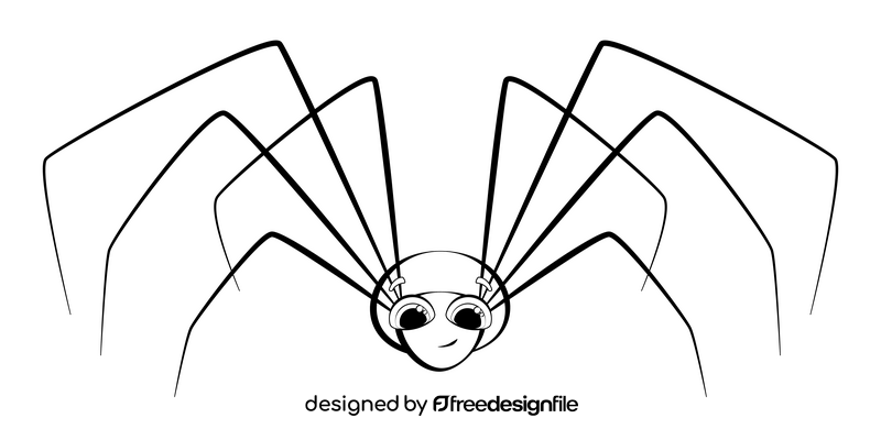 Daddy long legs spider cartoon drawing black and white clipart