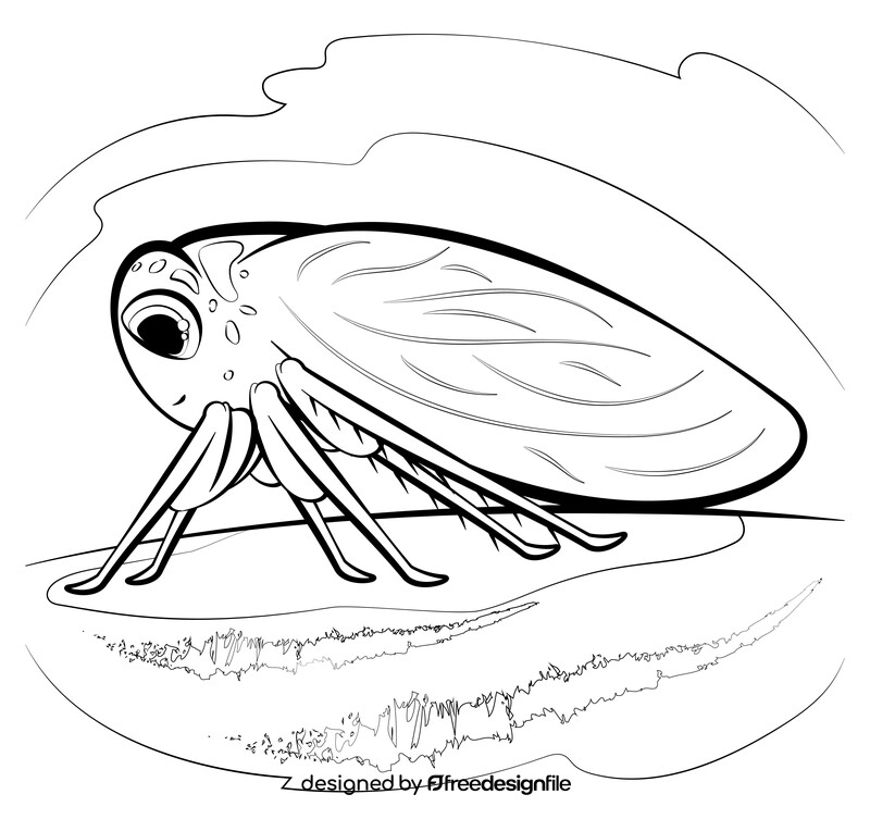 Leafhopper cartoon black and white vector