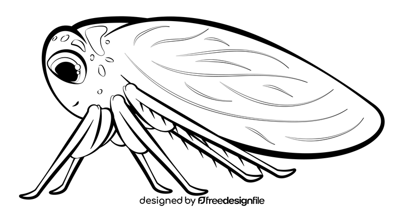 Leafhopper cartoon drawing black and white clipart