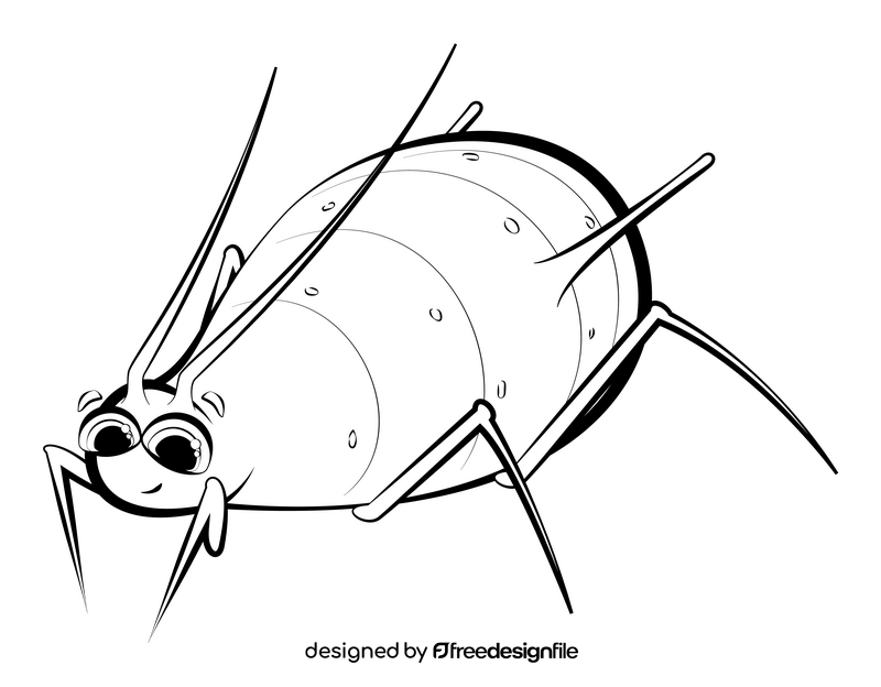 Aphid cartoon drawing black and white clipart