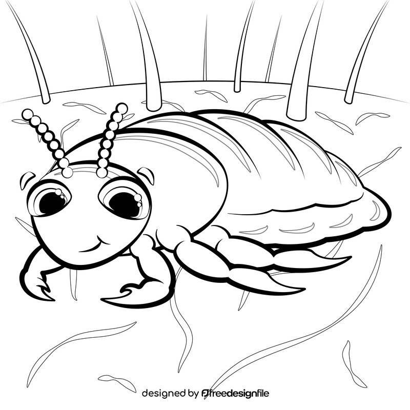 Louse cartoon black and white vector