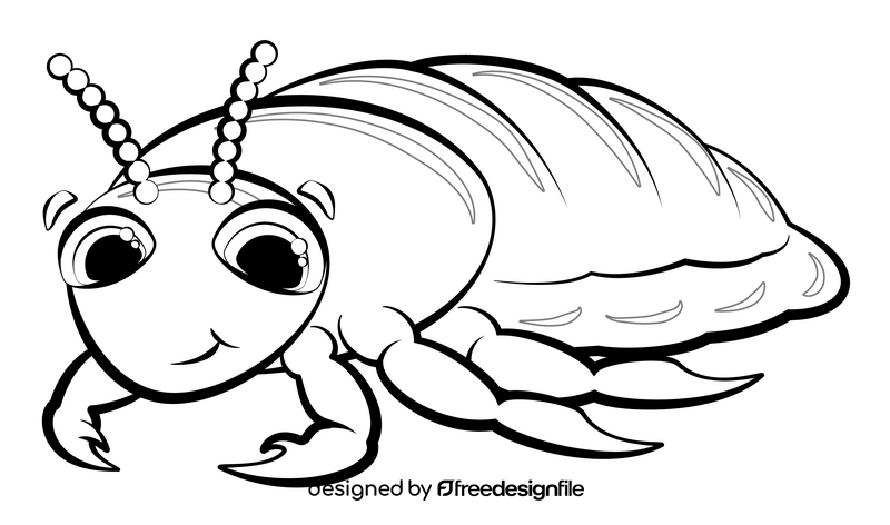 Louse cartoon drawing black and white clipart