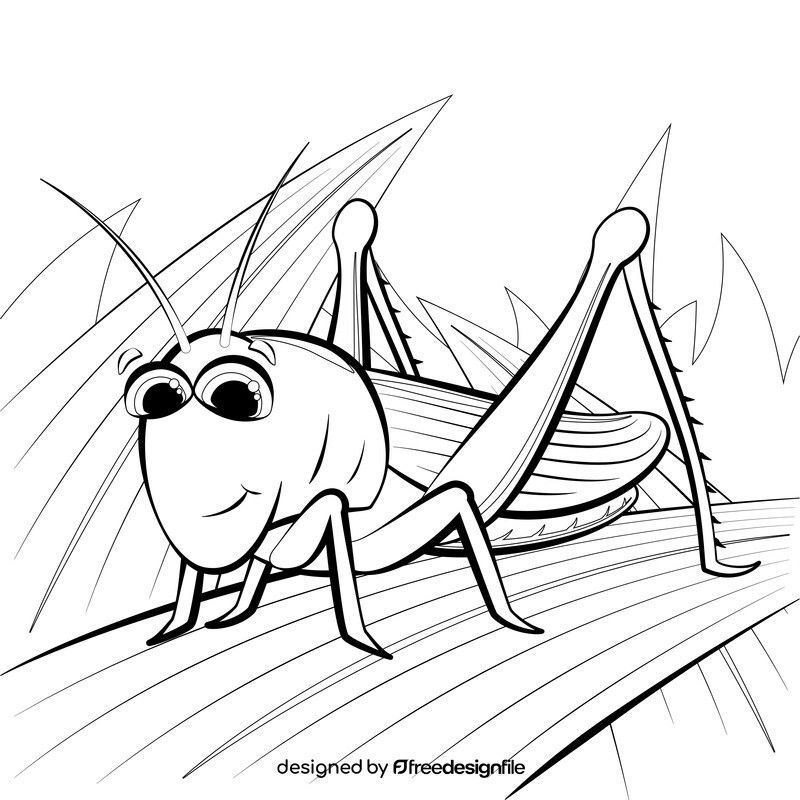 Grasshopper cartoon black and white vector