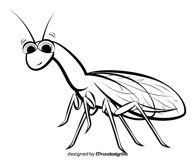 Snakefly cartoon drawing black and white clipart