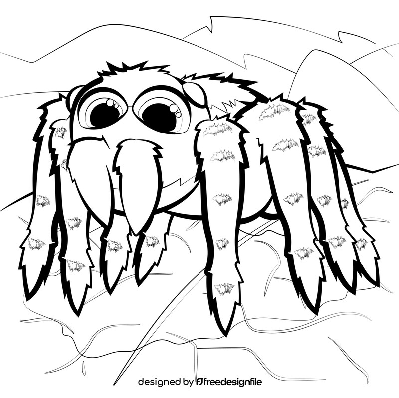 Jumping spider cartoon black and white vector