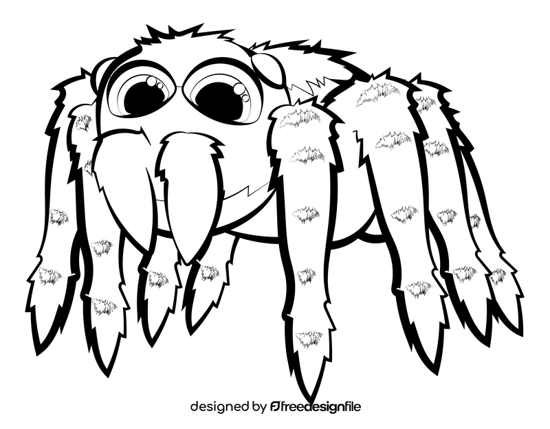 Jumping spider cartoon drawing black and white clipart