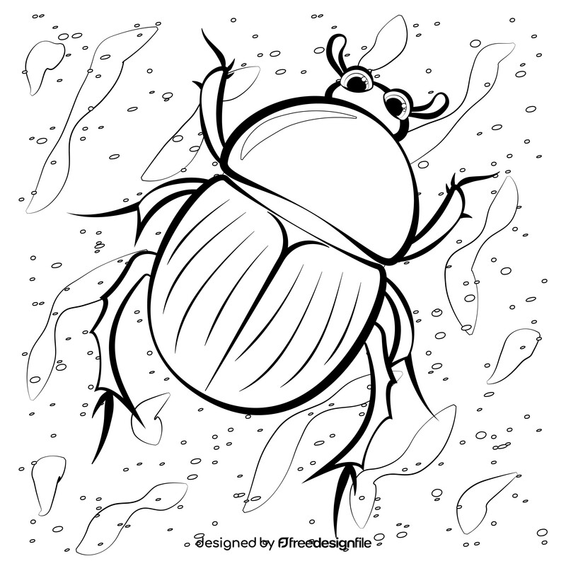 Scarab beetle cartoon black and white vector