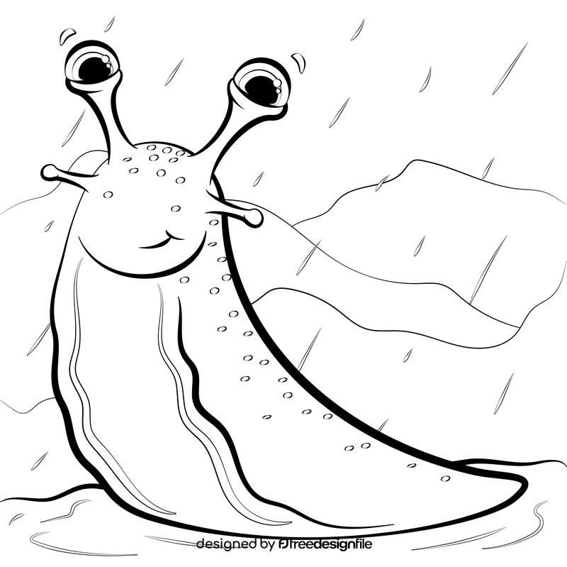 Slug cartoon black and white vector