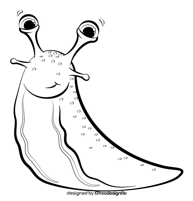Slug cartoon drawing black and white clipart
